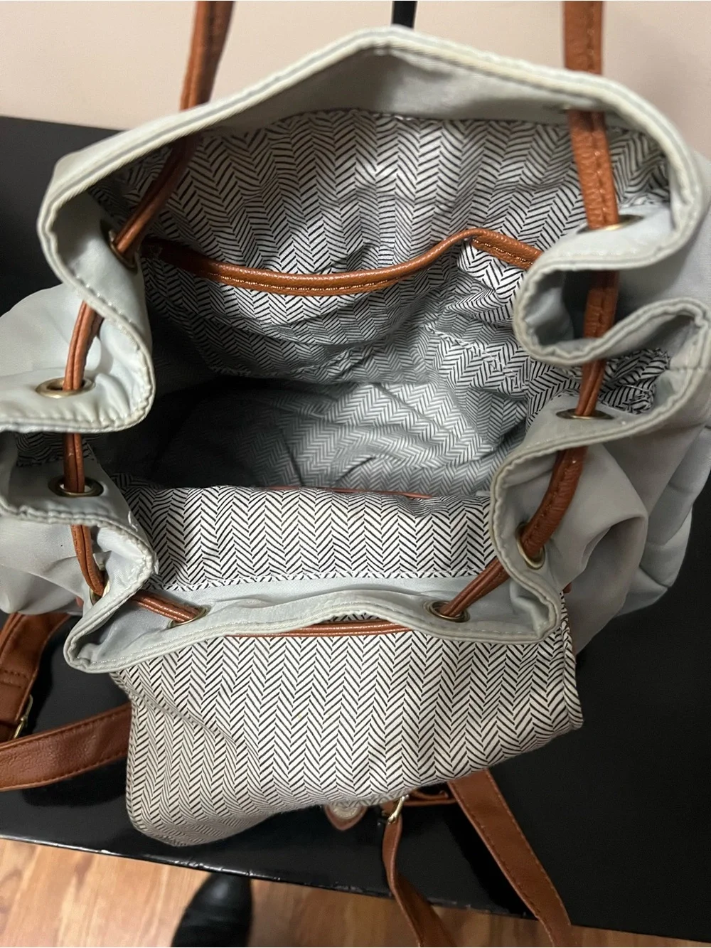 Steve Madden Two-Tone Gray and Brown Backpack